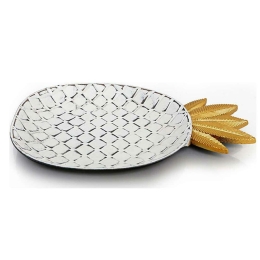 Διακοσμητική Πιατέλα Ανανάς 014.JB0947 21x35cm  White-Gold Ξύλο