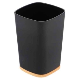 Ποτήρι Μπάνιου Rubber Με Bamboo Βάση 06.61110103 Black-Natural Πλαστικό