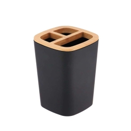 Ποτήρι Μπάνιου Rubber Με Χωρίσματα Bamboo 06.63110103 Black-Natural Πλαστικό