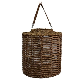 Φανάρι Rattan Wave Με Δερμάτινο Χερούλι 00.06.66127 Φ38x46cm Brown Rattan