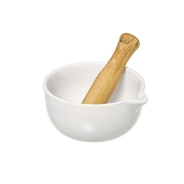 Γουδί Κεραμικό Με Bamboo Γουδοχέρι 07.179722 White-Natural Κεραμικό