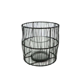 Κηροπήγιο Μεταλλικό Συρμάτινο 012.862134046 16x16cm Black Μέταλλο