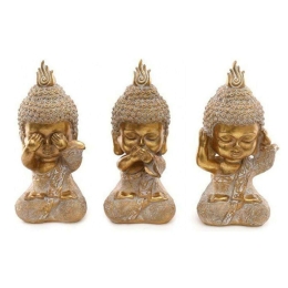 Διακοσμητικός Βούδας See Hear Say (Σετ 3Τμχ) 014.BU0190 19cm Gold Κεραμικό