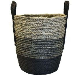 Καλάθι 00.06.67260 33x32cm Black-Grey Ψάθα