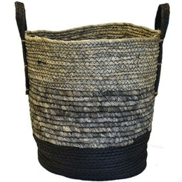 Καλάθι 00.06.67261 38x38cm Black-Grey Ψάθα