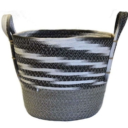 Καλάθι Ριγέ 00.06.67400 26x23cm Multi Ψάθα