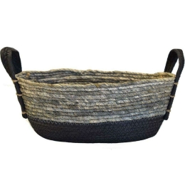 Καλάθι 00.06.67385 36x26x15cm Black-Grey Ψάθα