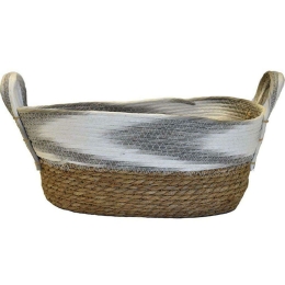 Καλάθι Ριγέ 00.06.67320 40x30x18cm Natural-Grey Ψάθα