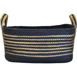 Καλάθι Ριγέ 00.06.67398 40x28x18cm Black-Brown Ψάθα