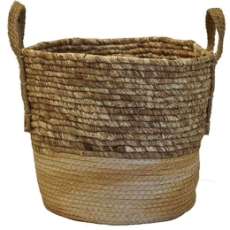 Καλάθι Ριγέ 00.06.67389 30x27cm Brown Ψάθα