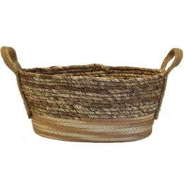 Καλάθι Ριγέ 00.06.67391 35x24x15cm Brown Ψάθα