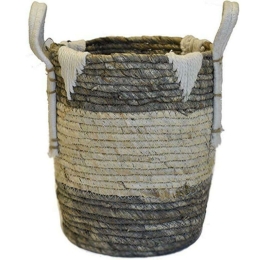 Καλάθι 00.06.67375 25x27cm White-Grey Ψάθα