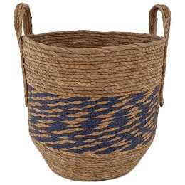 Καλάθι 00.06.67087 38x41cm Brown-Blue Ψάθα