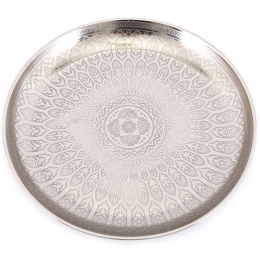 Πιατέλα Μεταλλική Graved 014.OR1518 42cm Silver Μέταλλο