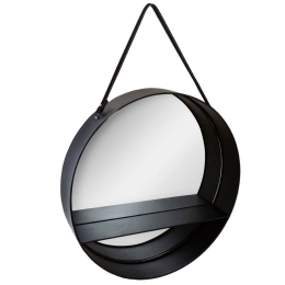 Καθρέπτης Τοίχου Με Ράφι 07.162316 Φ55cm Black Μέταλλο