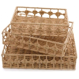 Διακοσμητικοί Δίσκοι Raffia (Σετ 3Τμχ) 014.NI1025 40x30x9/25x25x8/30x20x7cm Natural Raffia