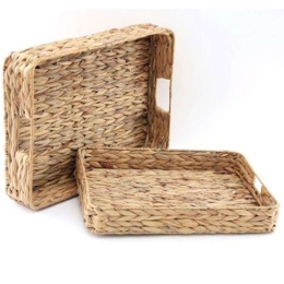 Διακοσμητικοί Δίσκοι (Σετ 3Τμχ) 014.NI0932 45x32x7,5/40x28x6cm Natural Υδροϋάκινθος