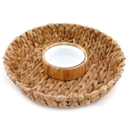 Διακοσμητικός Δίσκος Με Μπωλ 014.NI0958 Φ32cm Natural Υδροϋάκινθος,Κεραμ