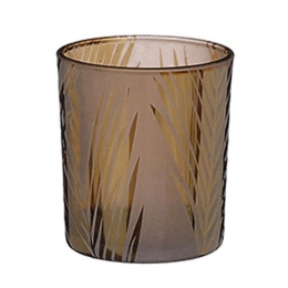 Κηροπήγιο Γυάλινο Leaf 02.1121736 7x8cm Brown