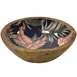 Διακοσμητικό Μπωλ Mango Enamel Mixed Leaves 00.07.7466A Φ20x6,5cm Multi Ξύλο