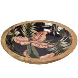 Διακοσμητικό Μπωλ Mango Enamel Mixed Leaves 00.07.7467A Φ29x6cm Multi Ξύλο
