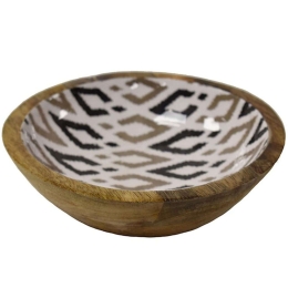 Διακοσμητικό Μπωλ Mango Enamel Patch 00.07.7466B Φ20x6,5cm Multi Ξύλο
