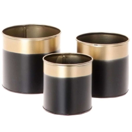 Κασπώ (Σετ 3Τμχ) 012.862245348 10x10,5/11,5x11,5/13x12cm Black-Gold Μέταλλο