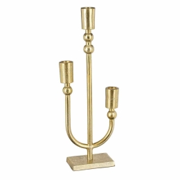 Κηροπήγιο Μεταλλικό 3 Θέσεων 02.1124934 40cm Gold Μέταλλο