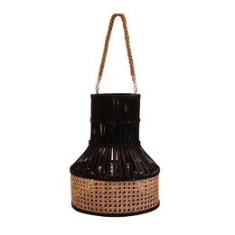 Φανάρι Bamboo 00.06.61123 Φ27,5x36,5cm Black-Natural Bamboo