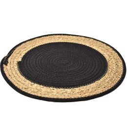 Σουπλά 00.06.67427 Φ40cm Natural-Black Βαμβάκι, Ψάθα