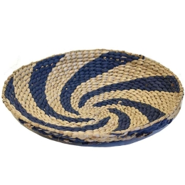 Διακοσμητική Ψάθινη Πιατέλα Rush 00.06.67113 Φ30cm Natural-Blue Ψάθα