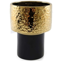 Βάζο Boho 014.TJBH105 15,5x20cm Black-Gold Κεραμικό