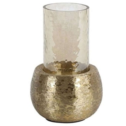 Κηροπήγιο 013.795098 12x21cm Gold Μέταλλο,Γυαλί