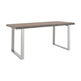 Τραπέζι Falan pakoworld μασίφ ξύλο 5εκ γκρι antique-πόδι inox 180x90x77.5εκ