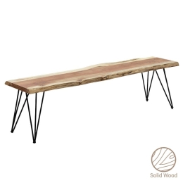 Παγκάκι Tacy pakoworld μασίφ ξύλο 4εκ καρυδί-μαύρο 160x40x45εκ