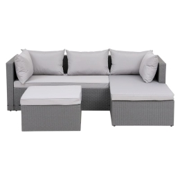 CORNER SET WICKER, ΓΩΝΙΑ ΜΕ ΣΚΑΜΠΟ, ΑΠΟΧΡΩΣΗ ΑΝΟΙΧΤΟ ΓΚΡΙ ΑΝΑΣΤΡΕΨΙΜΗ ΓΩΝΙΑ