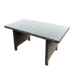 ARIZONA ΤΡΑΠΕΖΙ DINING ΒΕΡΑΝΤΑΣ - ΚΗΠΟΥ ALU, WICKER GREY BROWN, ΓΥΑΛΙ TEMPERED 5MM