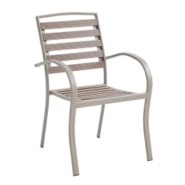 SERRANO ΠΟΛΥΘΡΟΝΑ ΚΗΠΟΥ ΜΕΤΑΛΛΟ ΒΑΦΗ SAND BEIGE, POLYWOOD ΚΑΡΥΔΙ, ΣΤΟΙΒΑΖΟΜΕΝΗ