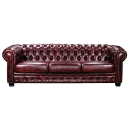 CHESTERFIELD BIRMINGHAM ΚΑΝΑΠΕΣ 4ΘΕΣΙΟΣ ΣΑΛΟΝΙΟΥ ΚΑΘΙΣΤΙΚΟΥ, ΔΕΡΜΑ ANTIQUE RED