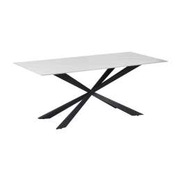 ΤΡΑΠΕΖΙ COZLINE INART ΛΕΥΚΟ ΜΑΡΜΑΡΟΥ SINTERED STONE-ΠΟΔΙ ΜΑΥΡΟ ΜΕΤΑΛΛΟ 180X90X76ΕΚ
