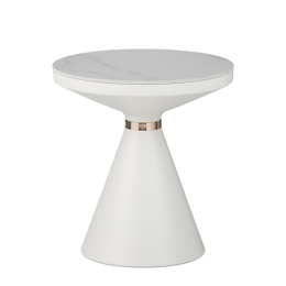 ΒΟΗΘΗΤΙΚΟ ΤΡΑΠΕΖΙ COOZLIN INART SINTERED STONE ΣΕ ΑΠΟΧΡΩΣΗ ΛΕΥΚΟ ΜΑΡΜΑΡΟΥ ΜΕ ΛΕΥΚΟ-ΧΡΥΣΟ ΜΕΤΑΛΛΟ Φ50X50ΕΚ