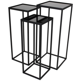 ΤΡΑΠΕΖΑΚΙ ARTELIBRE ΜΑΥΡΟ ΜΕΤΑΛΛΟ 31X31X75CM ΣΕΤ 3ΤΜΧ
