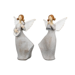 ΦΙΓΟΥΡΑ ΑΓΓΕΛΟΙ 'NANCY' ΠΟΛΥ ΓΚΡΙ 6X7.5X13CM 2ΤΜΧ