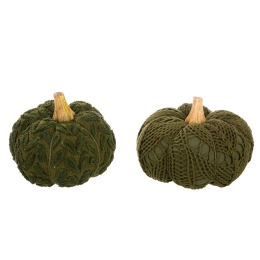 ΔΙΑΚΟΣΜΗΤΙΚΟ ΑΝΤΙΚΕΙΜΕΝΟ ΚΟΛΟΚΥΘΑ 'PUMPKIN' ΥΦΑΣΜΑ/ΞΥΛΟ ΠΡΑΣΙΝΟ 2ΤΜΧ 12X16CM