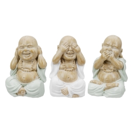 ΦΙΓΟΥΡΑ BUDDHA "MEDITATION" ΠΟΛΥΡΕΖΙΝΗ ECRU PU 12 PCS. ASSORTED 6X5X9.5CM