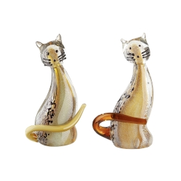 GLASART ΦΙΓΟΥΡΑ CAT ΓΥΑΛΙΝΟ BROWN ORANGE PU PCS. ASSORTED 10X6X18CM