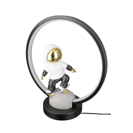 ΤΡΑΠΕΖΙ ΛΑΜΠΑ (LED) ASTRONAUT "APOLLO" ΠΟΛΥΡΕΖΙΝΗ ΜΑΥΡΟ ΓΚΡΙ PU 30.5X14.5X33CM