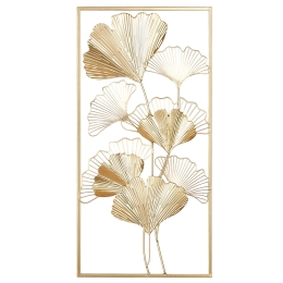  ΑΝΑΓΛΥΦΟ ΤΟΙΧΟΥ ΟΡΘΟΓΩΝΙΟ GINKGO MOTIF ΜΕΤΑΛΛΙΚΟ ΧΡΥΣΟ ΧΡΩΜΑ 30X1X60CM 30X1X60CM
