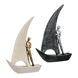  FIGURE BOAT MAN MOTIF ΣΥΝΘΕΤΙΚΗ ΡΗΤΙΝΗ ΧΡΥΣΟ ΧΡΩΜΑ ΑΣΗΜΙ ΧΡΩΜΑ 2 ΠΟΙΚΙΛΙΑ 20X6X29CM 20X6X29CM