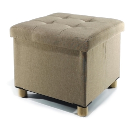 ΣΚΑΜΠΟ ΜΕ ΞΥΛΙΝΑ ΠΟΔΙΑ TAUPE ΥΦΑΣΜΑ/ΞΥΛΟ 38X34CM